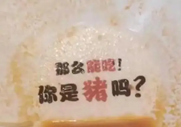 是嘲讽还是幽默?游客吃面发现碗底印着“你是猪吗”