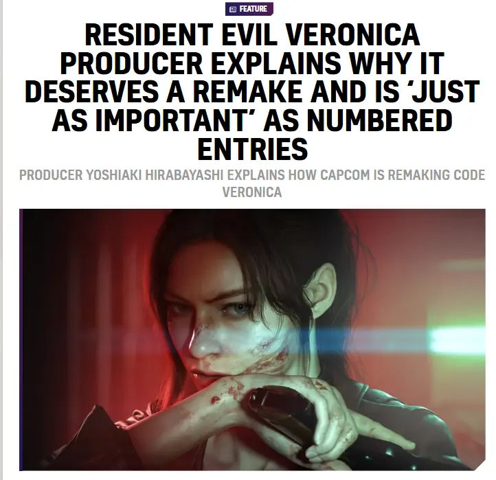 不再叫“Code:Veronica”?制作人:它和正传一样重要