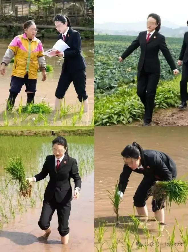 女法官赤脚下田普法演给谁看?