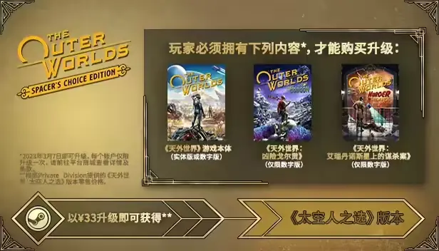 《天外世界》原版多平台下架 改为“太空人之选”版本