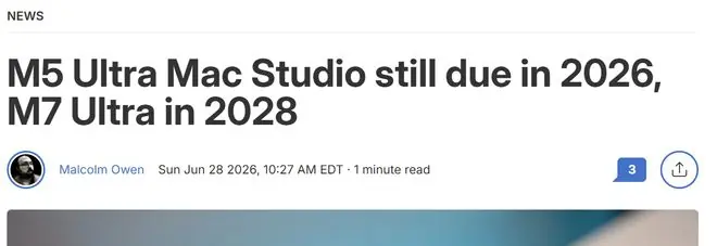 外媒曝光苹果Mac Studio路线图:M5 Ultra版今年见,M7 Ultra版将于2028年到来