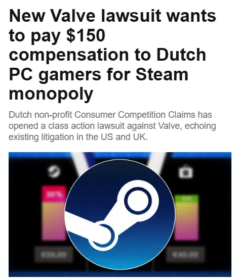 Steam在荷兰再遭到反垄断诉讼:被索赔超2.2亿欧元