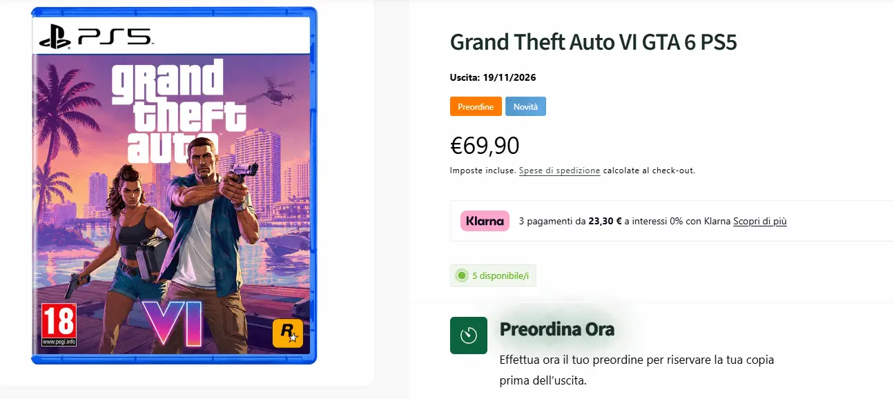 《GTA6》线下开启限量预购:售价仅为69.9欧元!