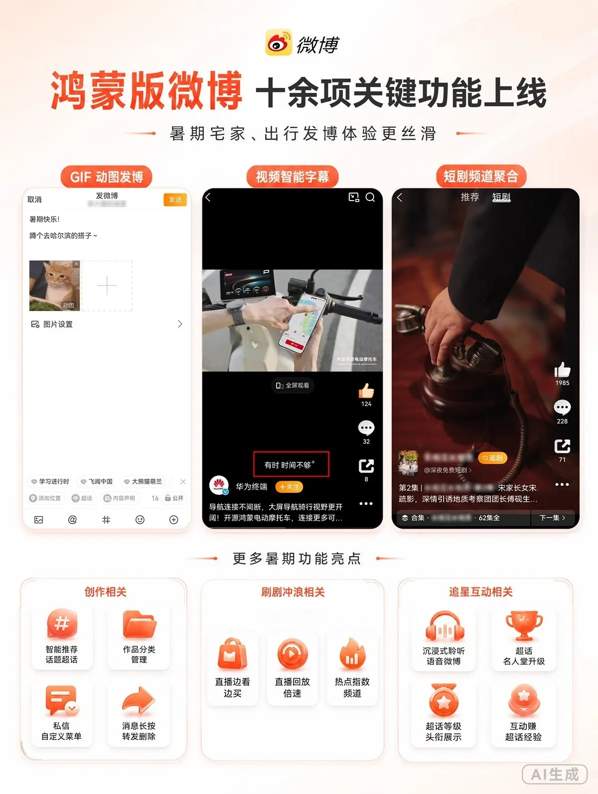 鸿蒙版微博再上新十余项实用功能,暑期宅家、出行发博体验更丝滑