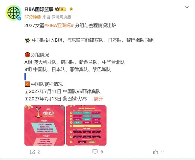 中国女篮亚洲杯分组出炉!与日本女篮同组,首战菲律宾女篮,后卫线告急!