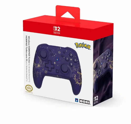 HORI推Switch 2日月伊布主题无线手柄,紫配色+TMR摇杆兼具收藏与实用