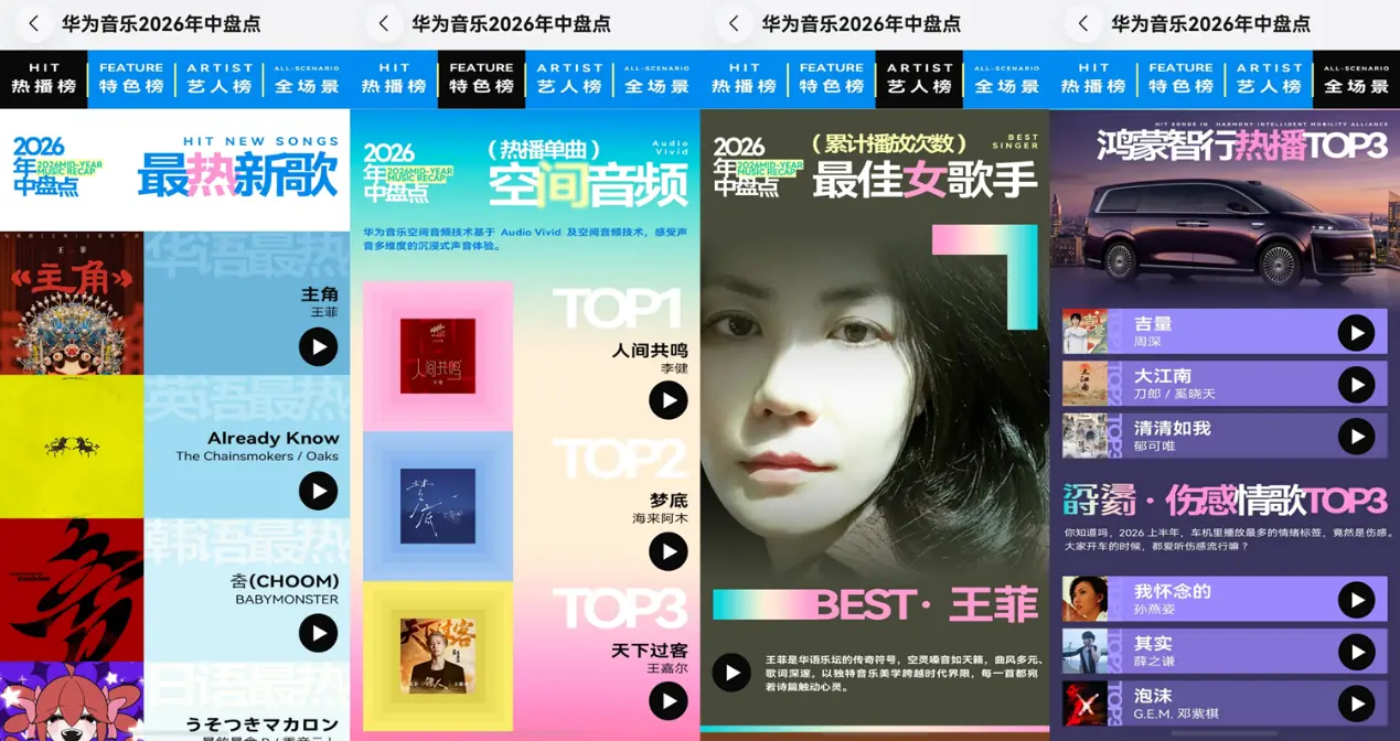 华为音乐公布2026年中盘点,还有全新音乐助手快速发现本命好歌