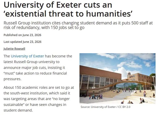英国又一名校裁员！人文学科首当其冲，500名员工受影响
