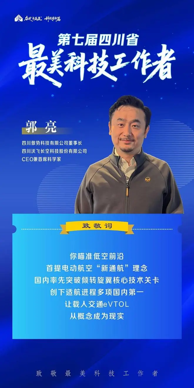 郭亮:让载人eVTOL从概念成为现实 他要让普通人也能“打飞的”|最美科技工作者