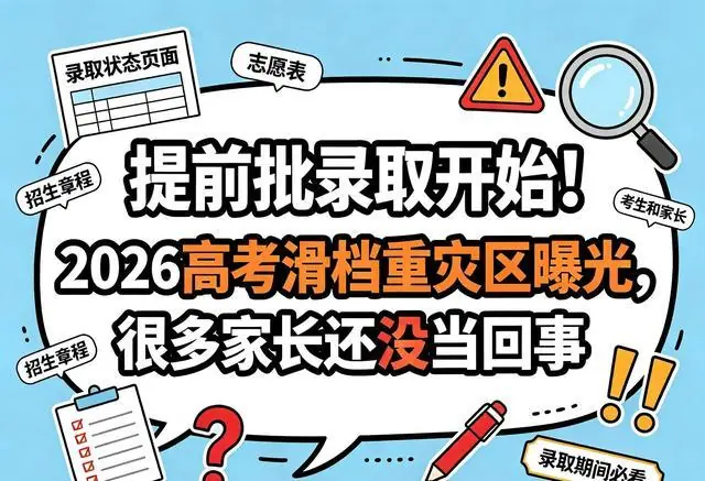 提前批录取开始!2026高考滑档重灾区曝光,很多家长还没当回事