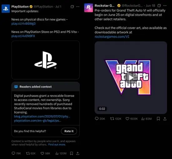 热度碾压GTA6封面首曝！PS停盘公告成顶流动态