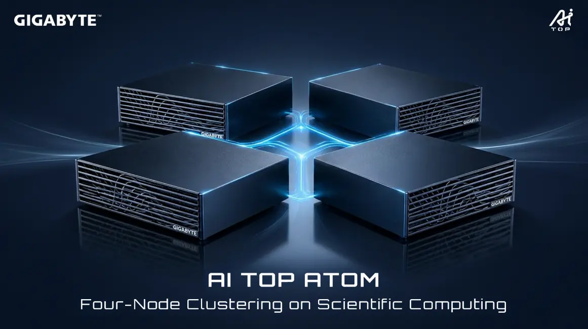 技嘉展示AITOP ATOM 四机串联集群,以科学运算验证地端AI扩展能力