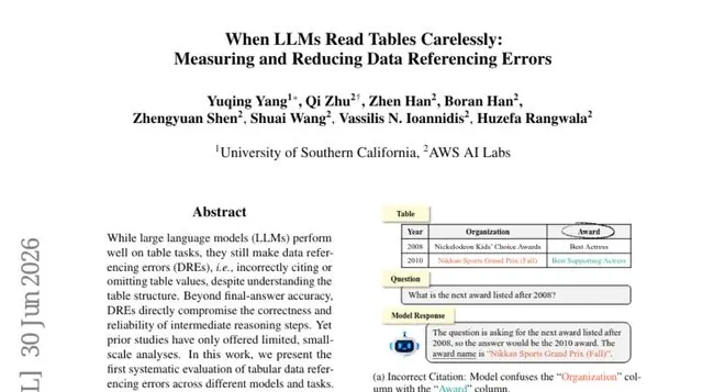 南加州大学与AWS联合研究揭示AI阅读表格的致命盲点