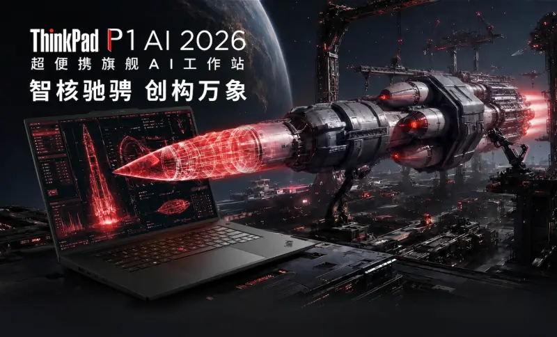 超便携旗舰AI工作站ThinkPadP1 AI 2026开售,打造创作者随身算力中心