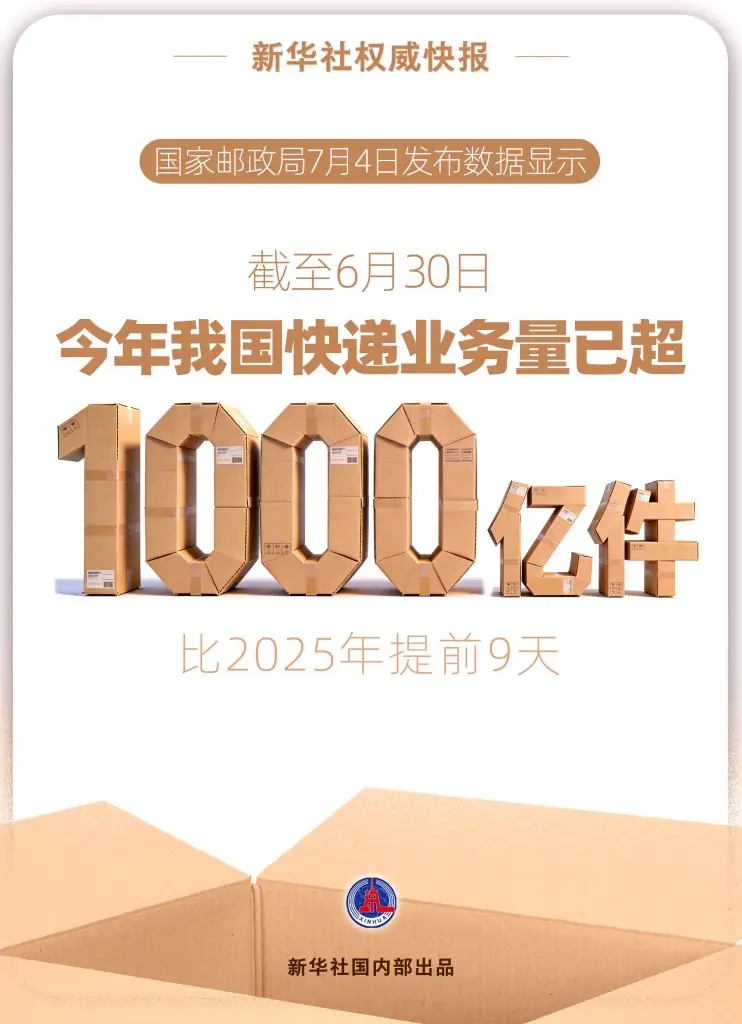 今年我国快递业务量已超1000亿件