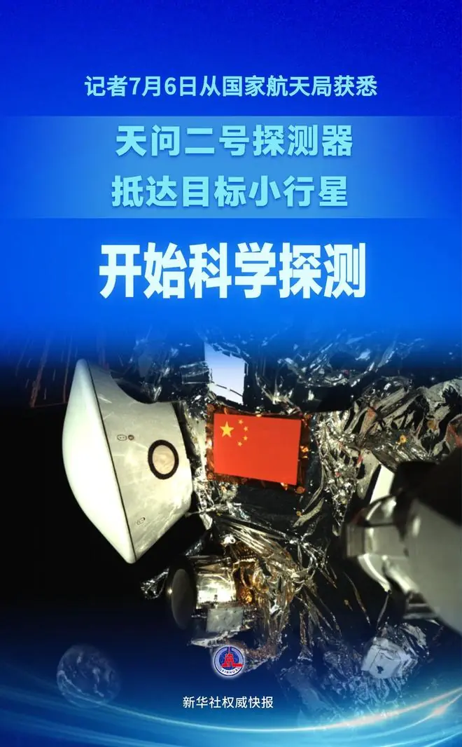 天问二号探测器抵达目标小行星 开始科学探测