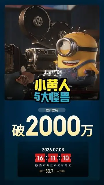 电影《小黄人与大怪兽》总票房破2000万